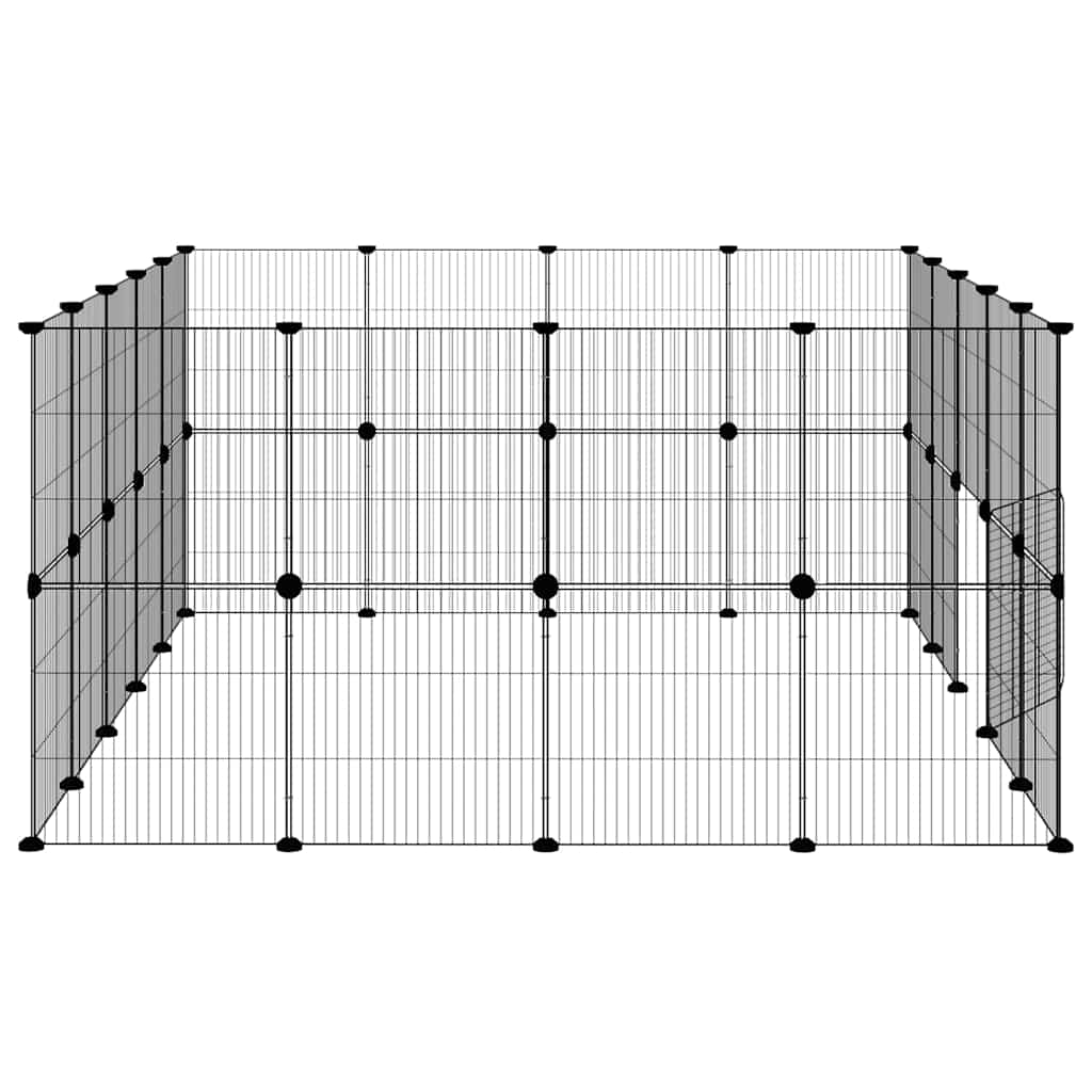 Dyrebur 36 paneler med dør svart 35x35 cm stål
