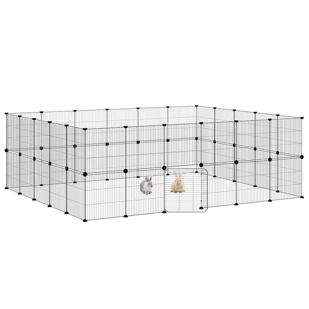 Dyrebur 44 paneler med dør svart 35x35 cm stål