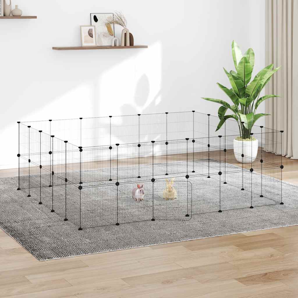 Dyrebur 44 paneler med dør svart 35x35 cm stål