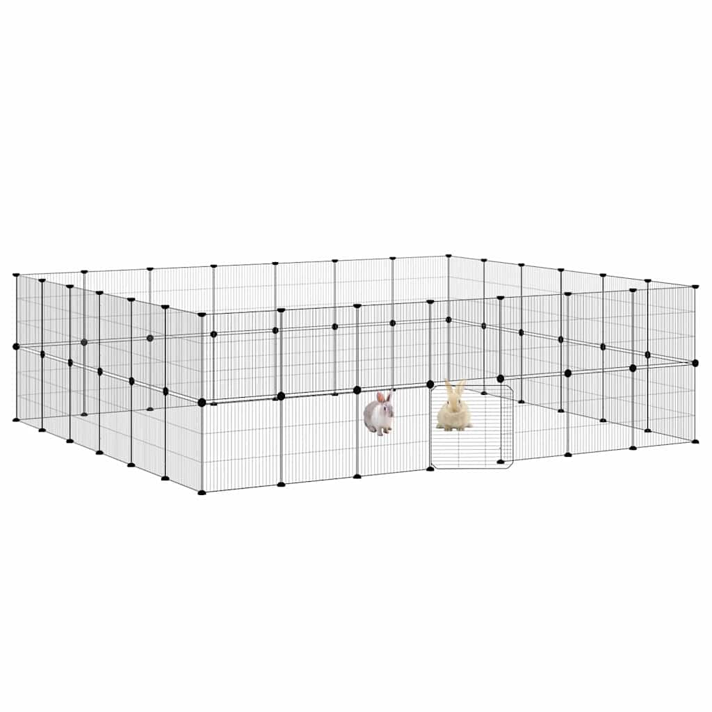Dyrebur 52 paneler med dør svart 35x35 cm stål