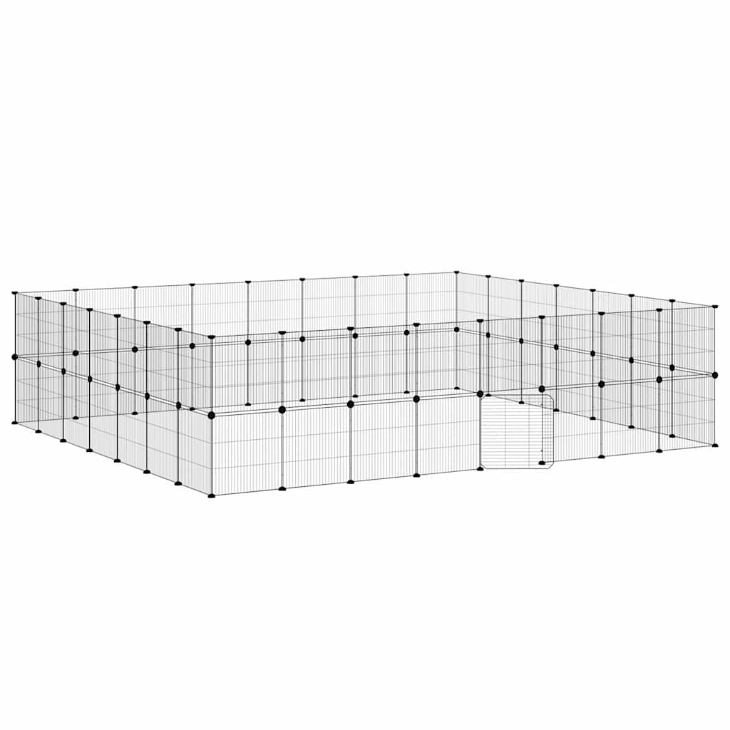 Dyrebur 60 paneler med dør svart 35x35 cm stål