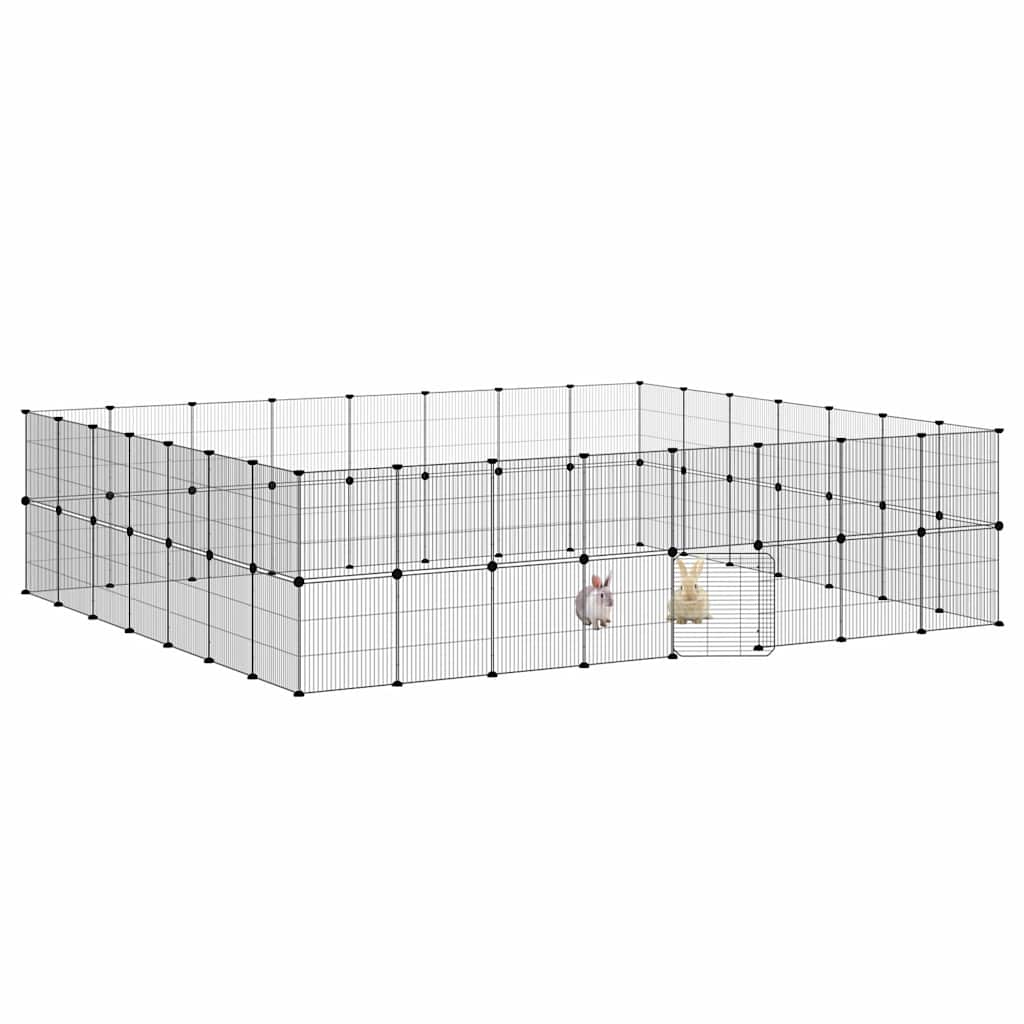 Dyrebur 60 paneler med dør svart 35x35 cm stål