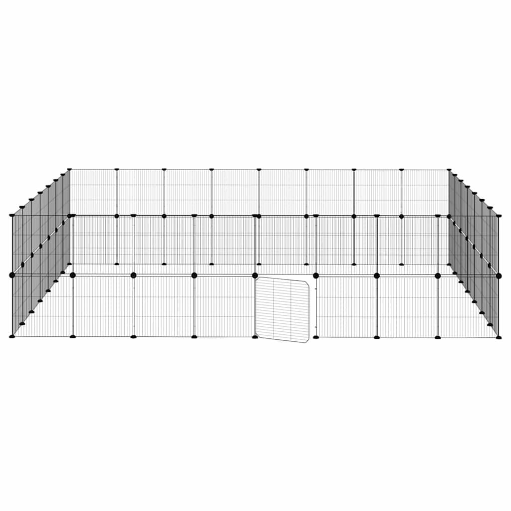 Dyrebur 60 paneler med dør svart 35x35 cm stål