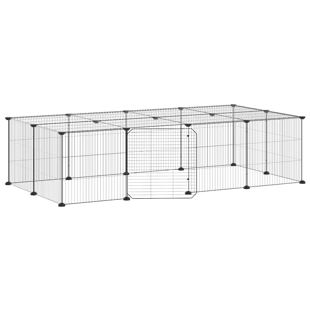 Dyrebur 20 paneler med dør svart 35x35 cm stål