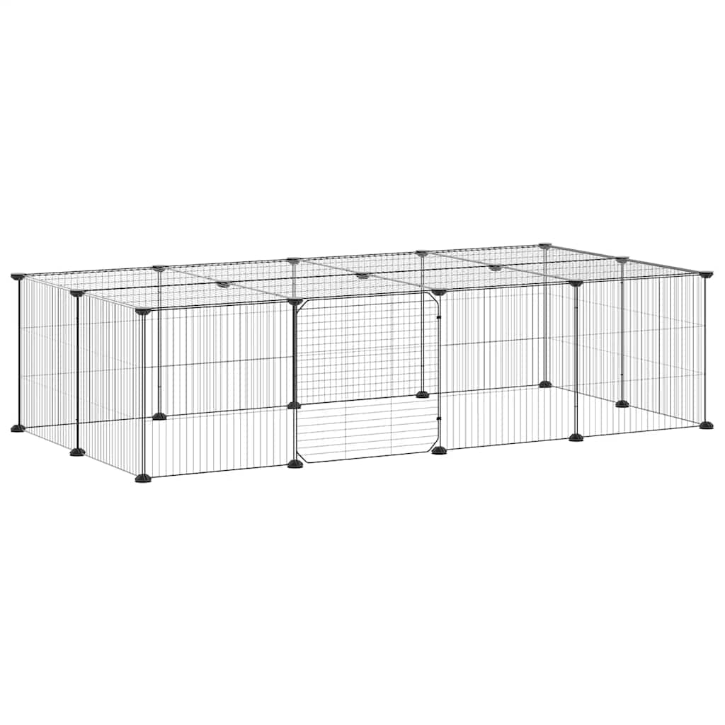 Dyrebur 20 paneler med dør svart 35x35 cm stål