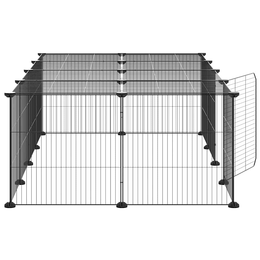Dyrebur 20 paneler med dør svart 35x35 cm stål