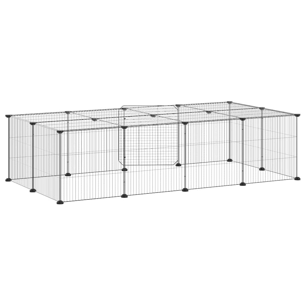 Dyrebur 20 paneler med dør svart 35x35 cm stål