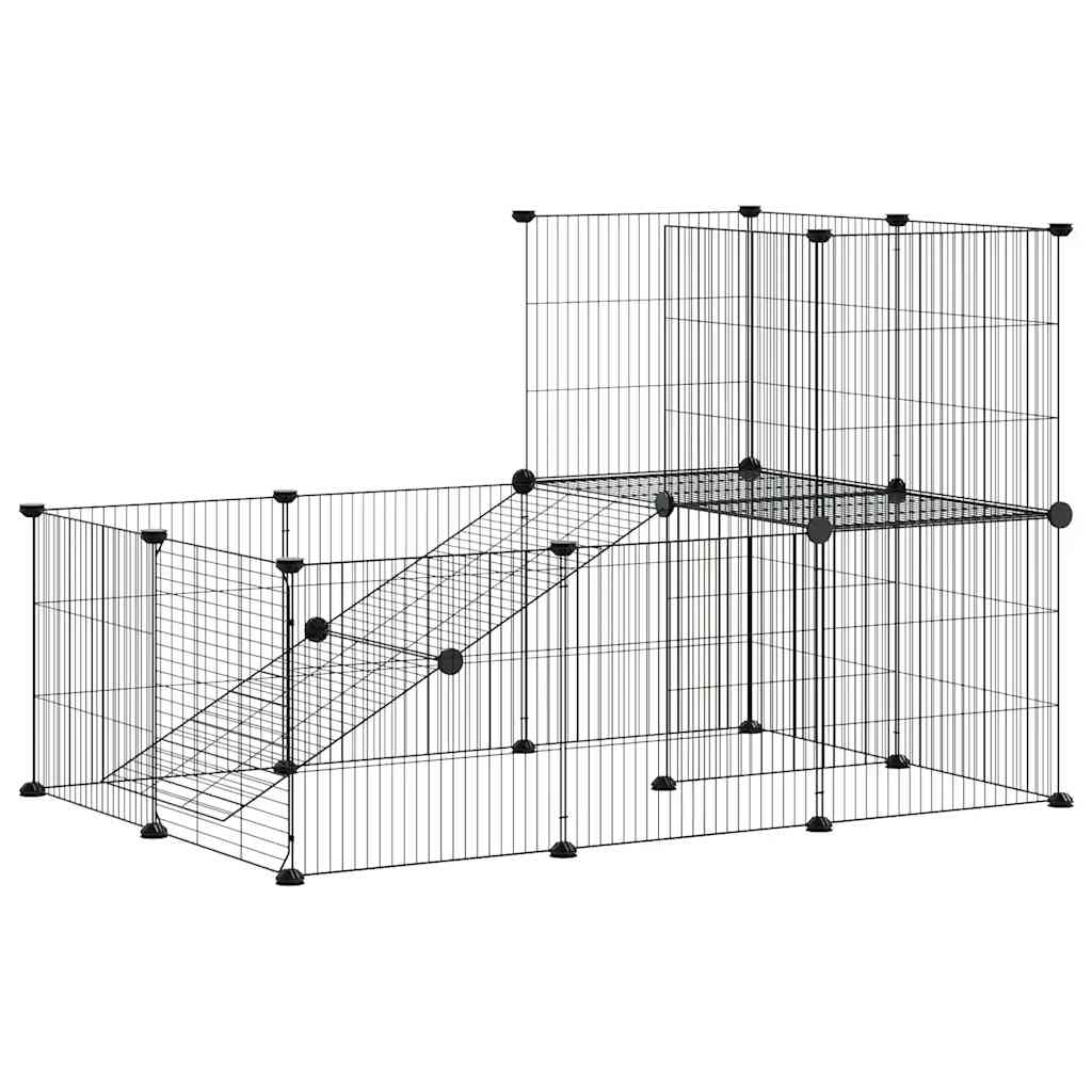 Dyrebur 20 paneler med dør svart 35x35 cm stål