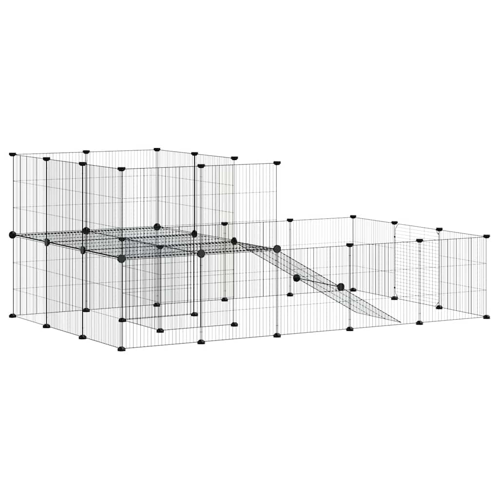 Dyrebur 36 paneler med dør svart 35x35 cm stål