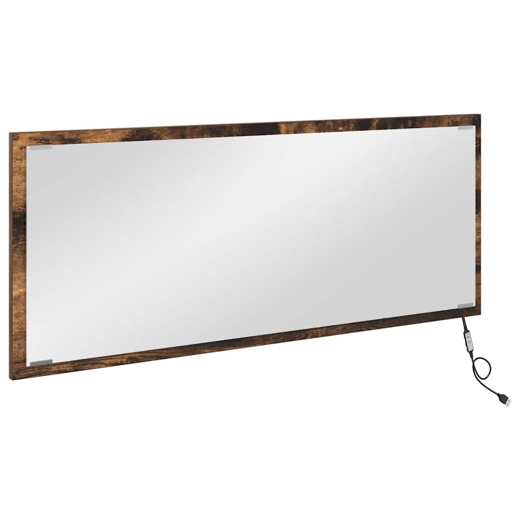 Speil Veggmontert Røkt eik 90 x 8,5 x 37 cm Konstruert tre