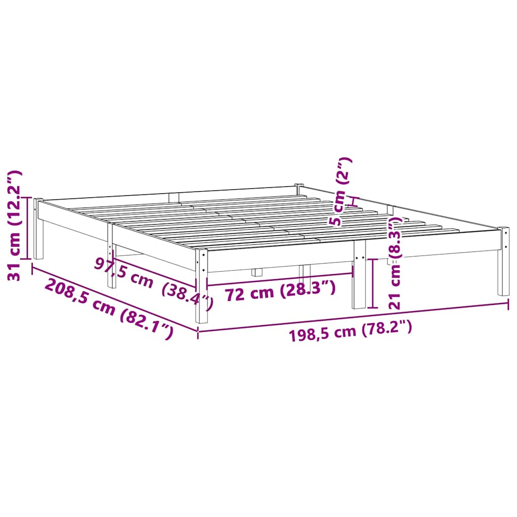 Sengeramme uten madrass 193x203 cm heltre furu