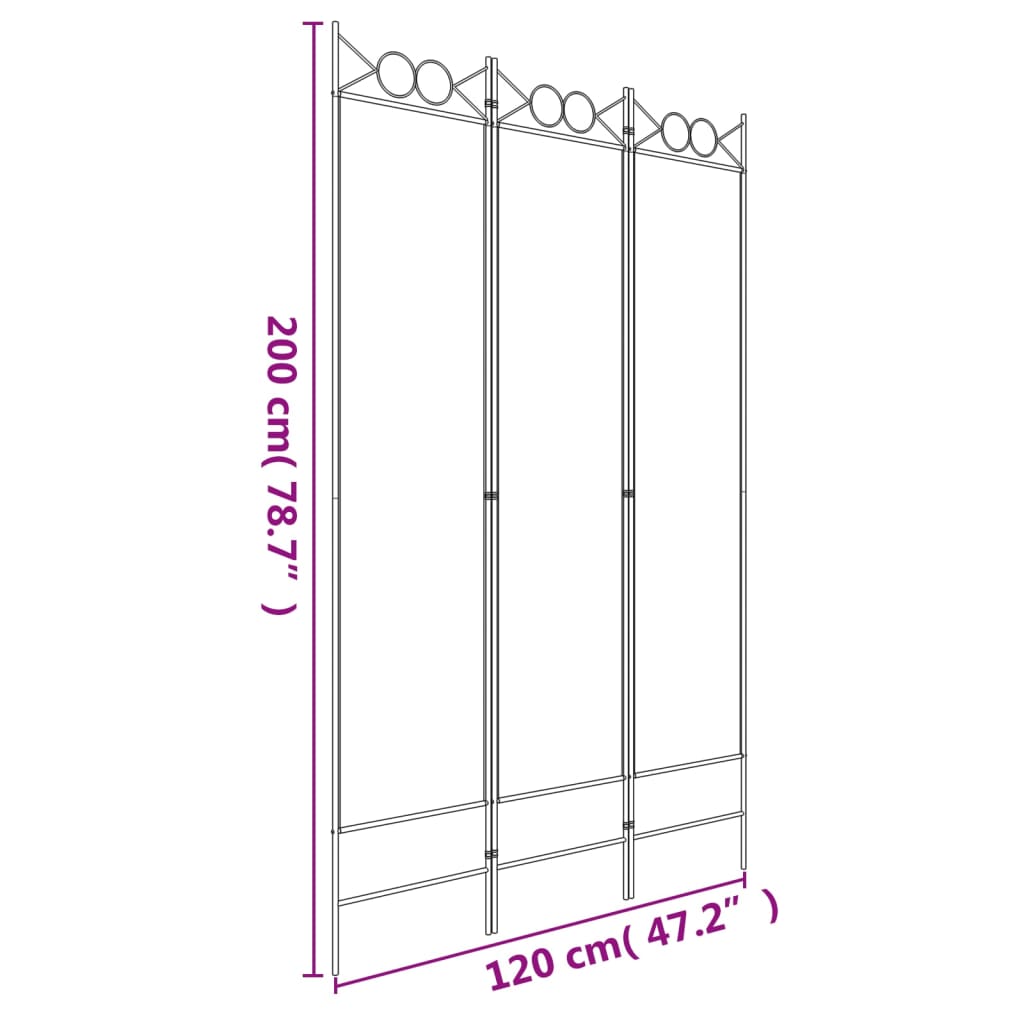 Romdeler 3 paneler antrasitt 120x200 cm stoff