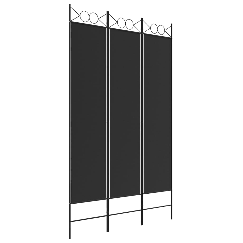 Romdeler 3 paneler svart 120x200 cm stoff