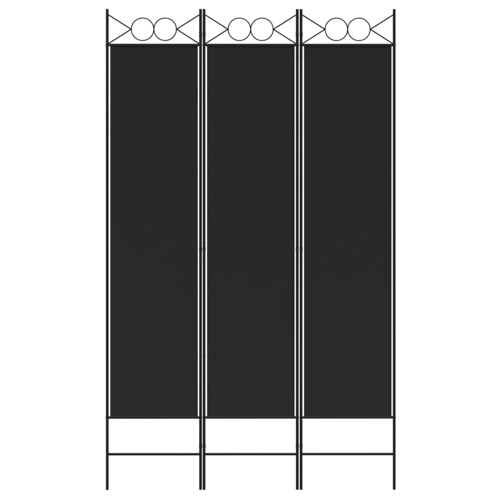 Romdeler 3 paneler svart 120x200 cm stoff