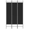 Romdeler 3 paneler svart 120x200 cm stoff