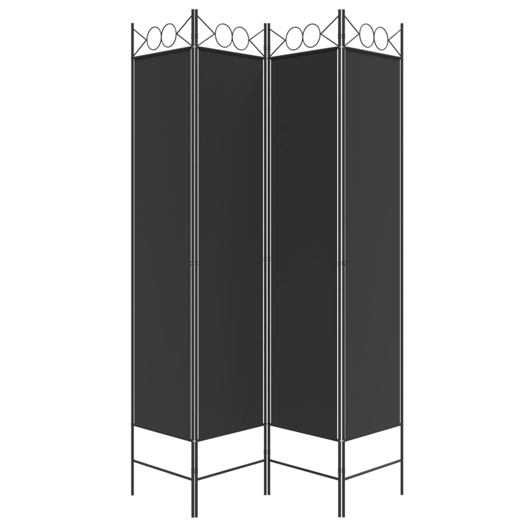 Romdeler 4 paneler svart 160x200 cm stoff