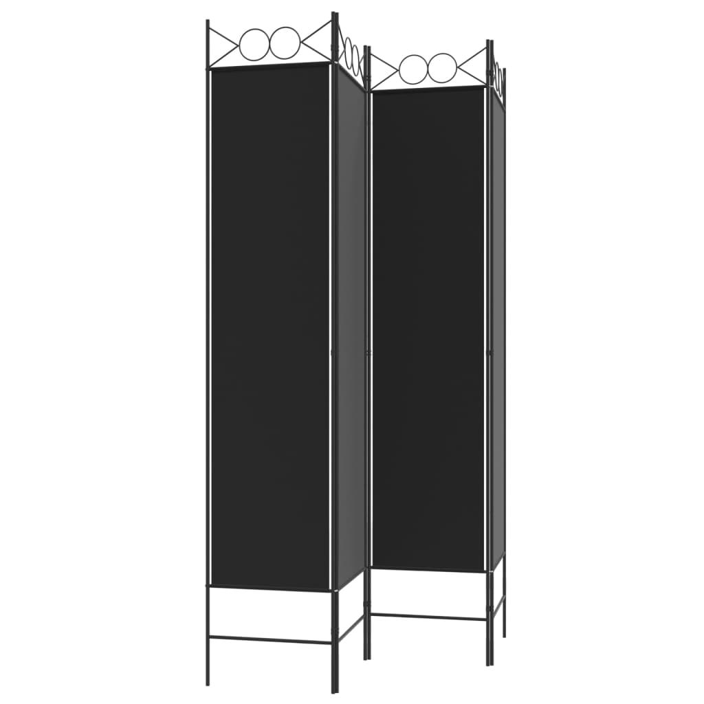Romdeler 4 paneler svart 160x200 cm stoff