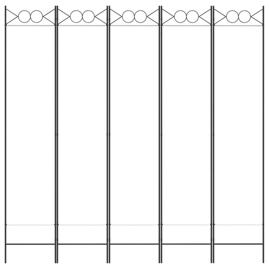 Romdeler med 5 paneler hvit 200x200 cm stoff