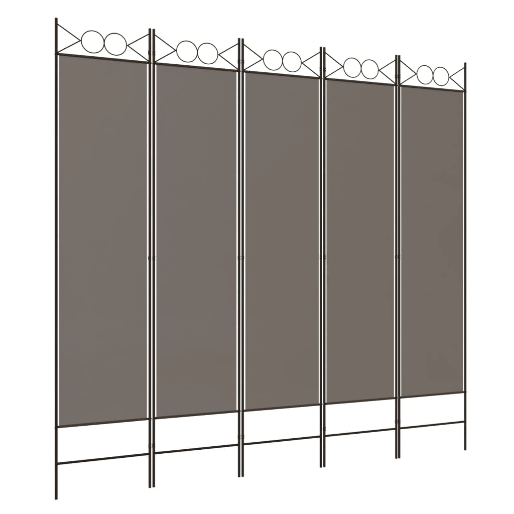 Romdeler 5 paneler antrasitt 200x200 cm stoff