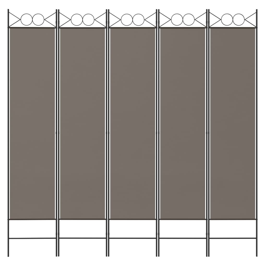 Romdeler 5 paneler antrasitt 200x200 cm stoff