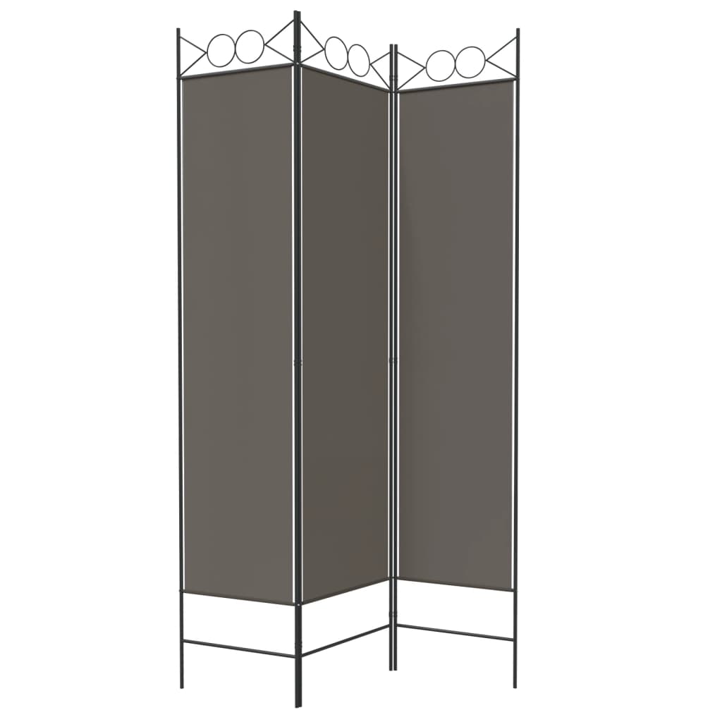 Romdeler 3 paneler antrasitt 120x220 cm stoff vidaXL