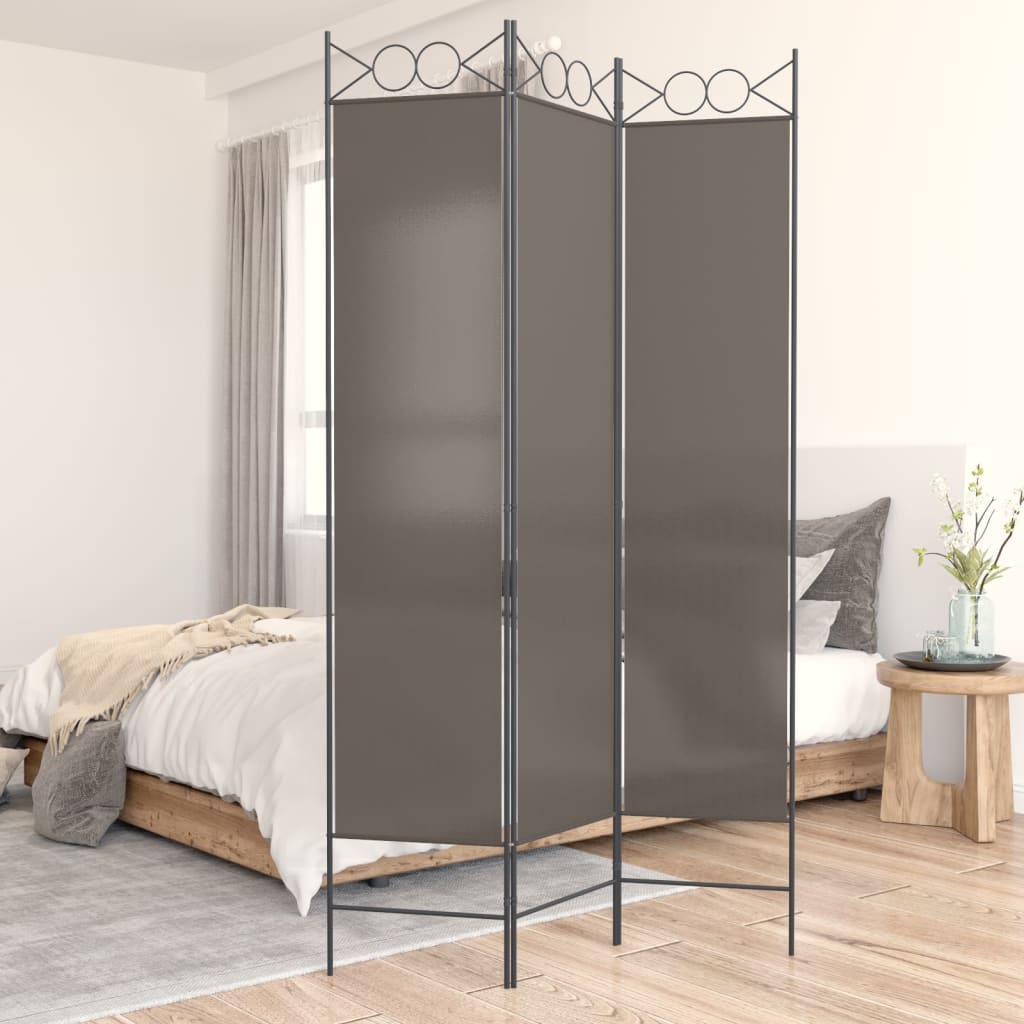 Romdeler 3 paneler antrasitt 120x220 cm stoff vidaXL