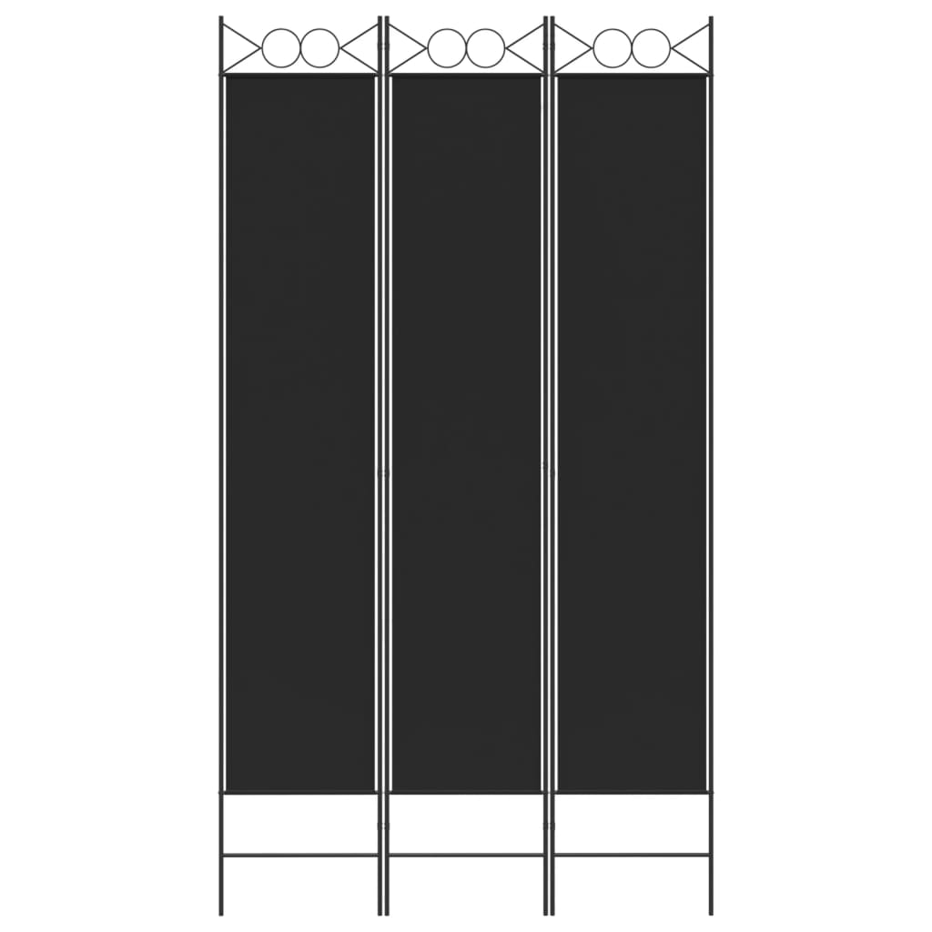 Romdeler 3 paneler svart 120x220 cm stoff vidaXL