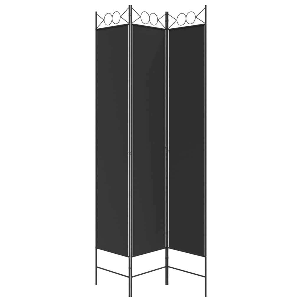 Romdeler 3 paneler svart 120x220 cm stoff vidaXL