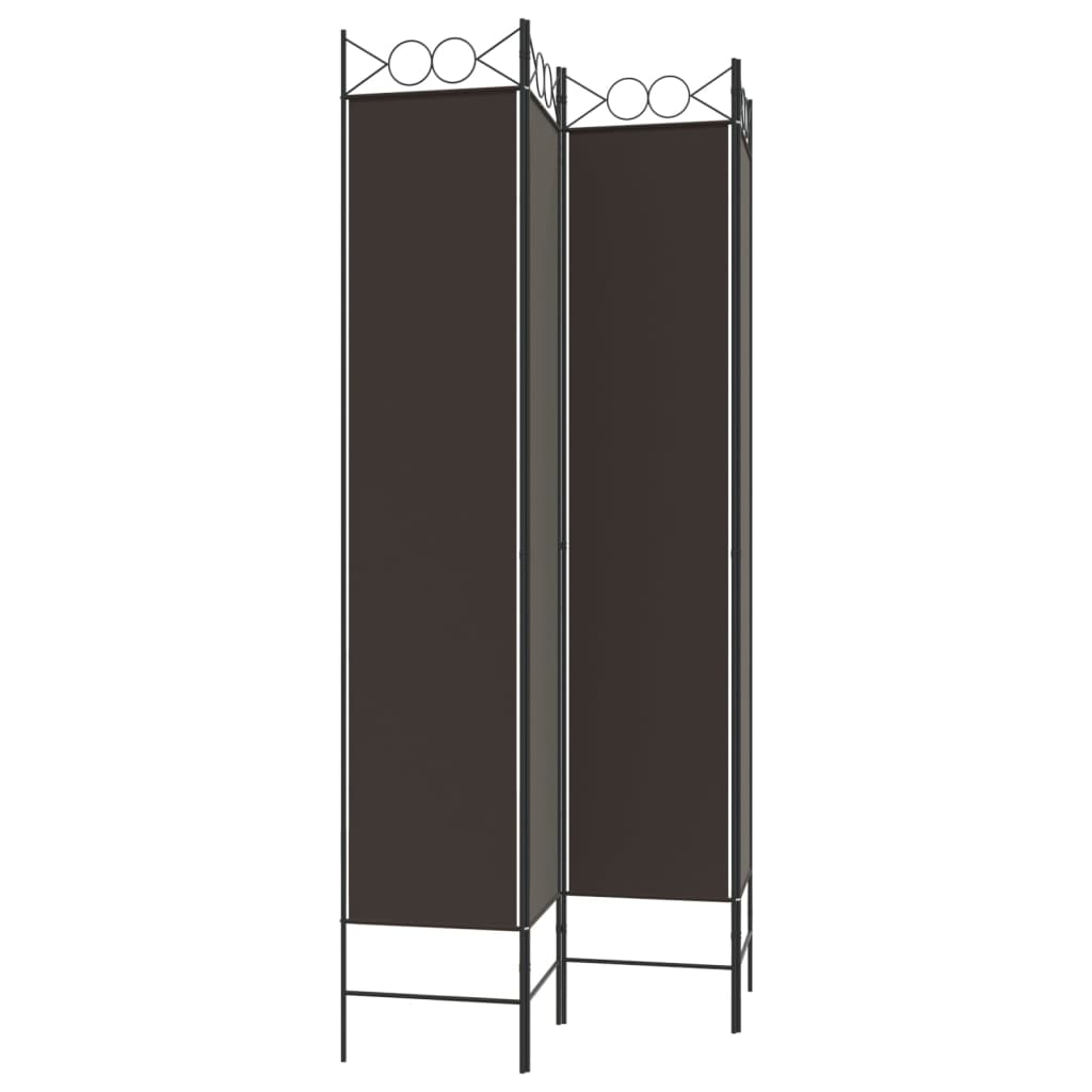 Romdeler med 4 paneler brun 160x220 cm stoff