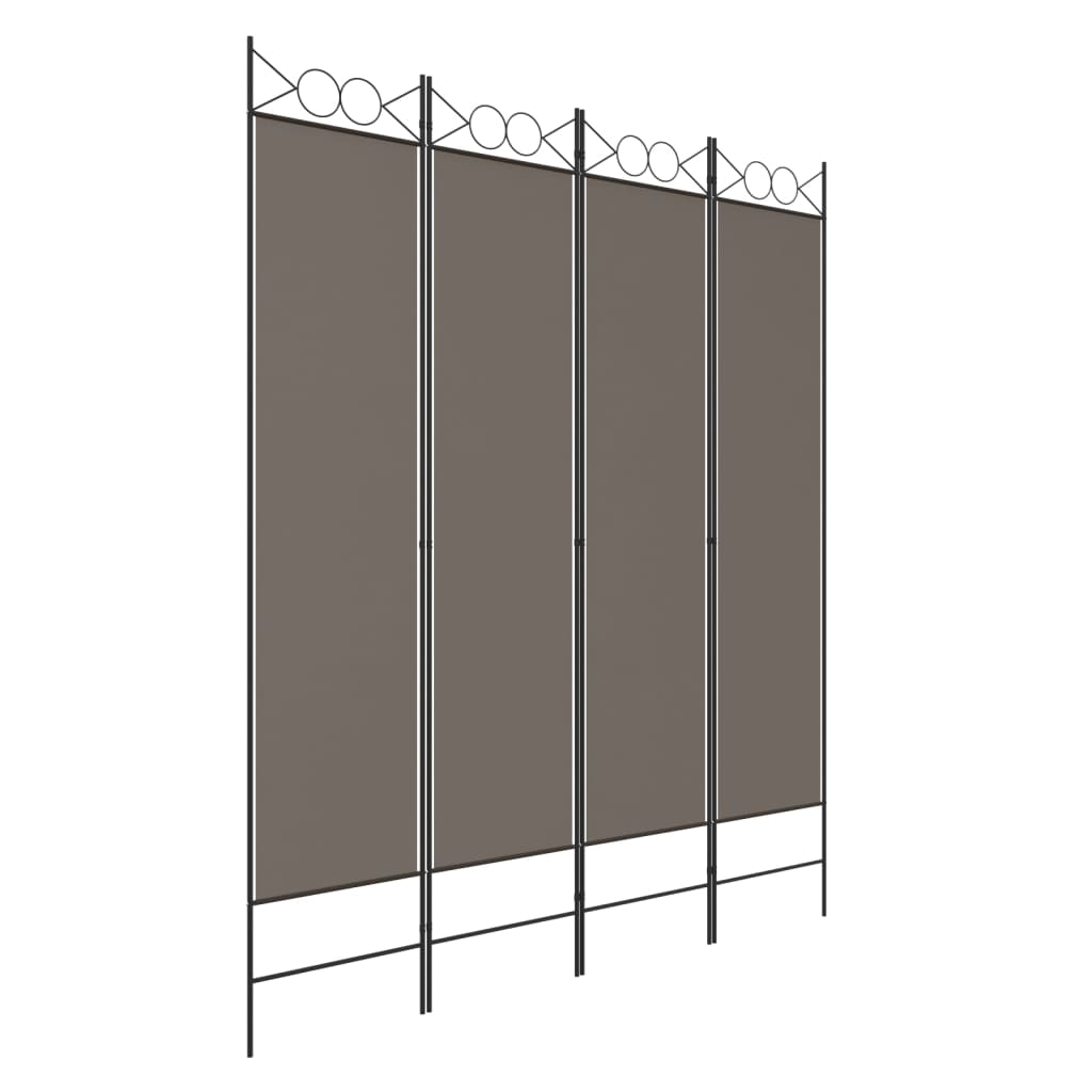 Romdeler 4 paneler antrasitt 160x220 cm stoff vidaXL