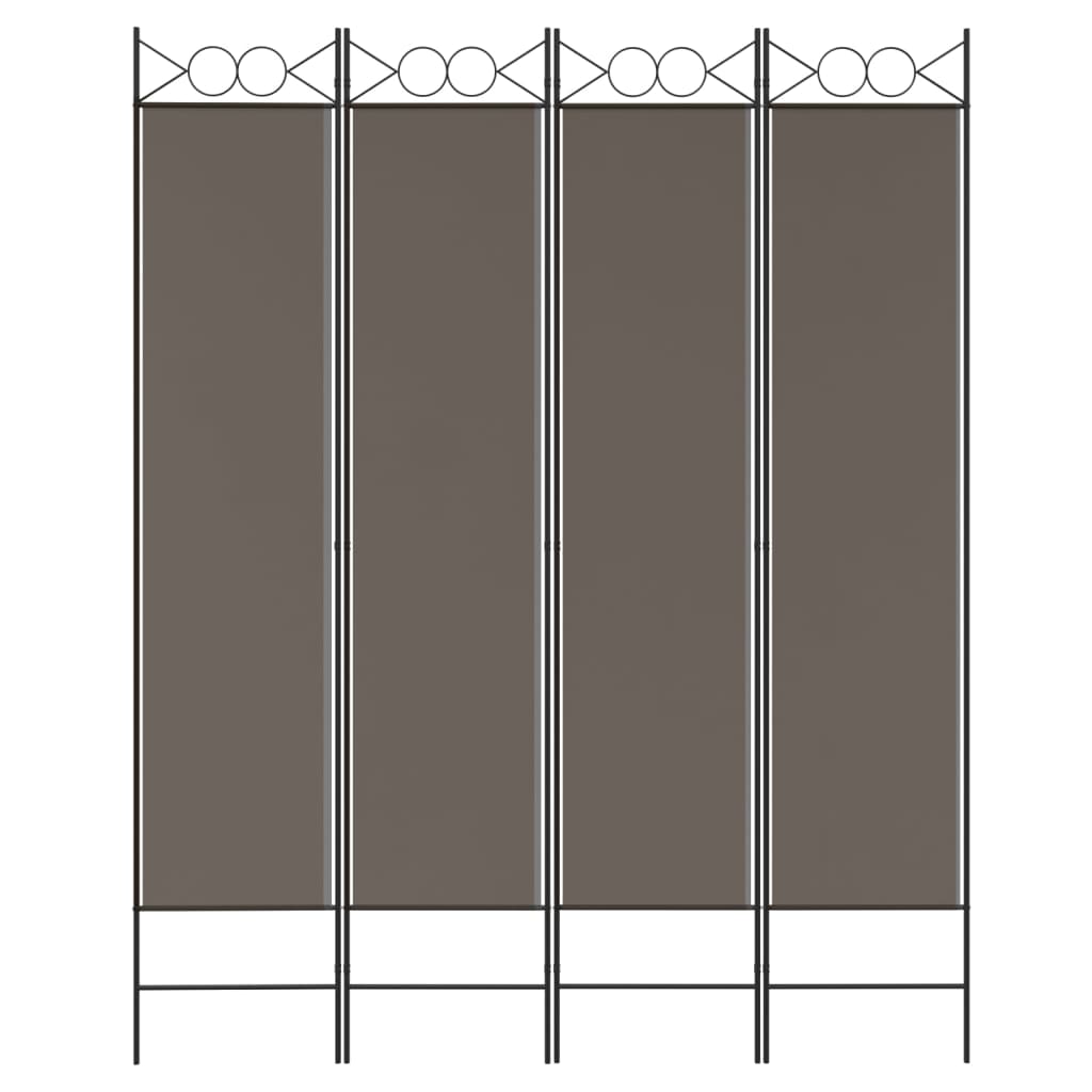Romdeler 4 paneler antrasitt 160x220 cm stoff vidaXL