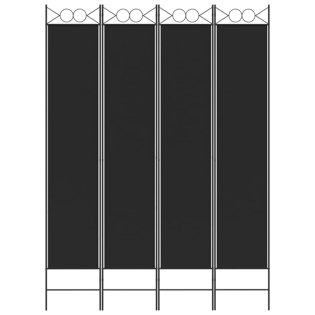 Romdeler 4 paneler svart 160x220 cm stoff vidaXL