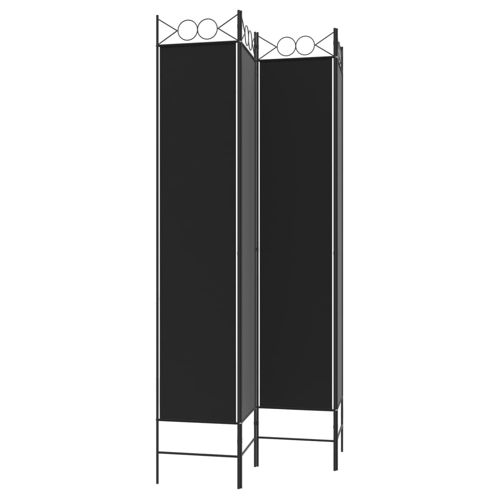 Romdeler 4 paneler svart 160x220 cm stoff vidaXL