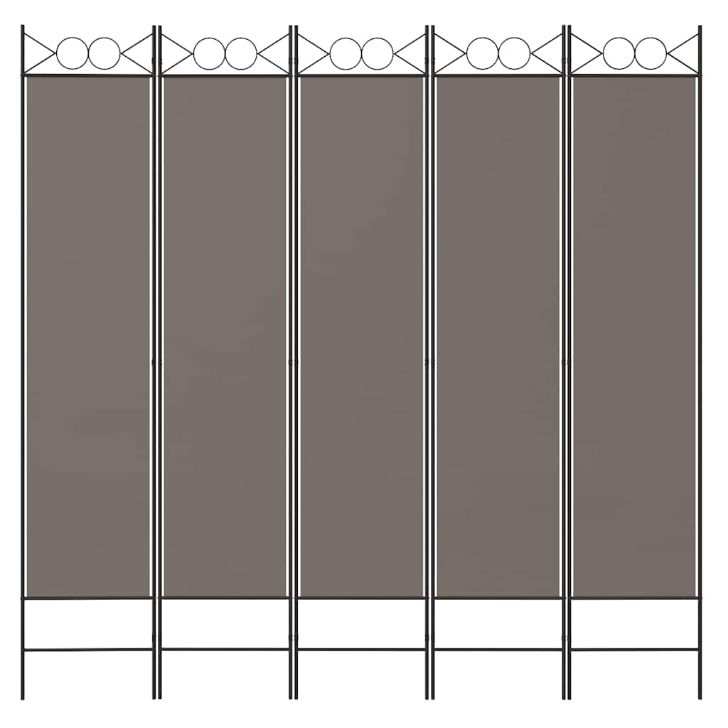 Romdeler 5 paneler antrasitt 200x220 cm stoff vidaXL
