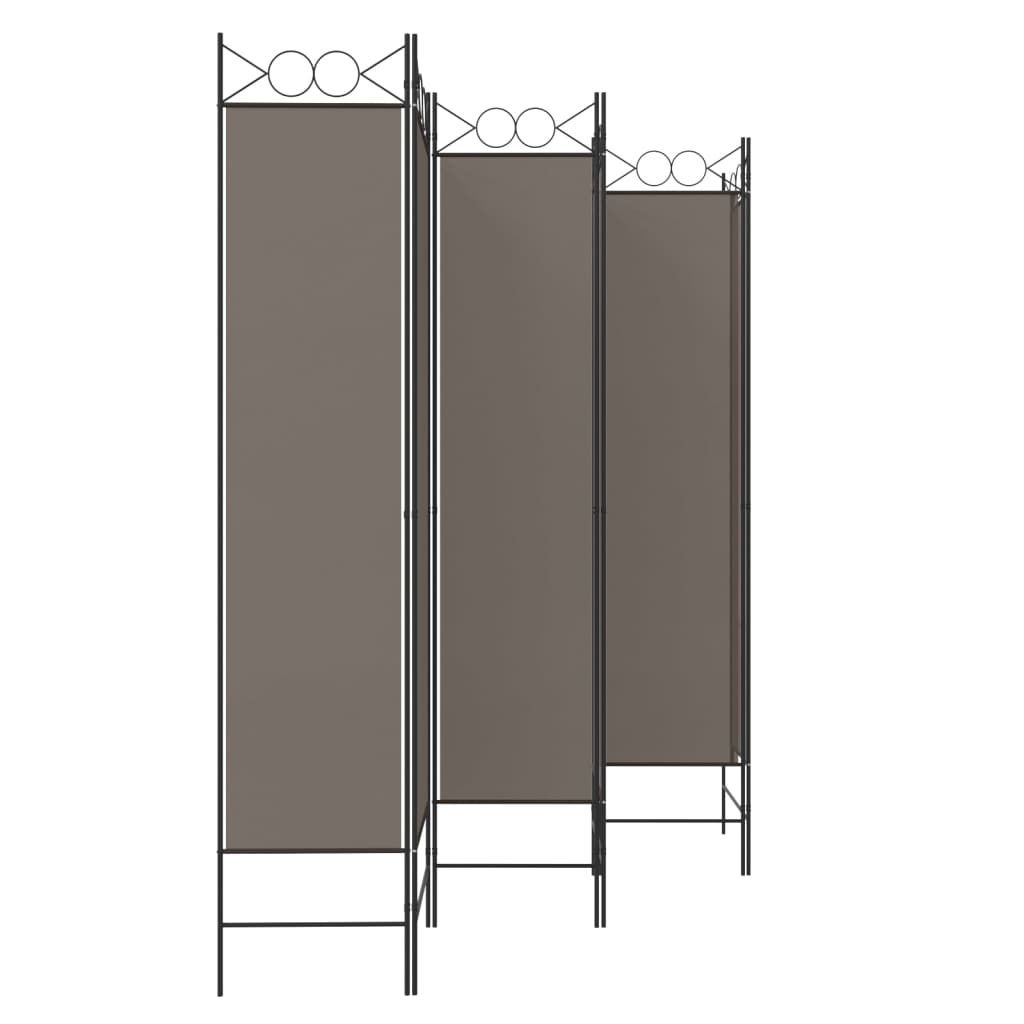 Romdeler med 6 paneler antrasitt 240x220 cm stoff vidaXL