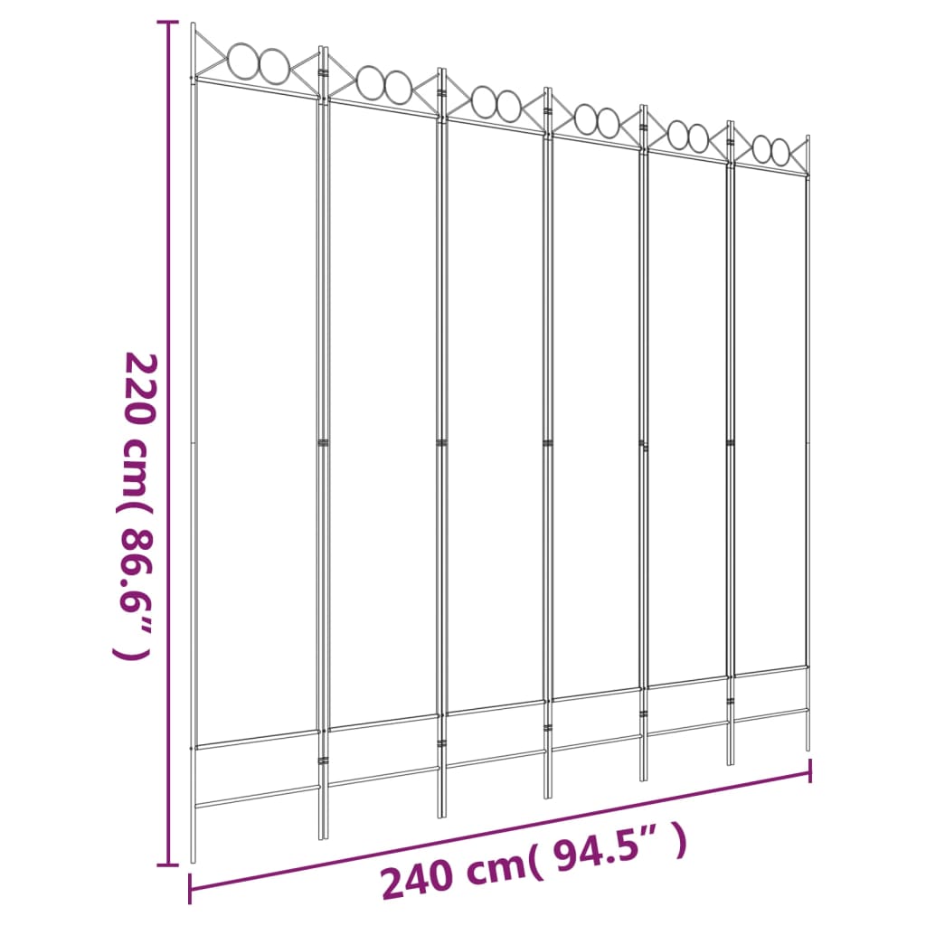 Romdeler med 6 paneler antrasitt 240x220 cm stoff vidaXL