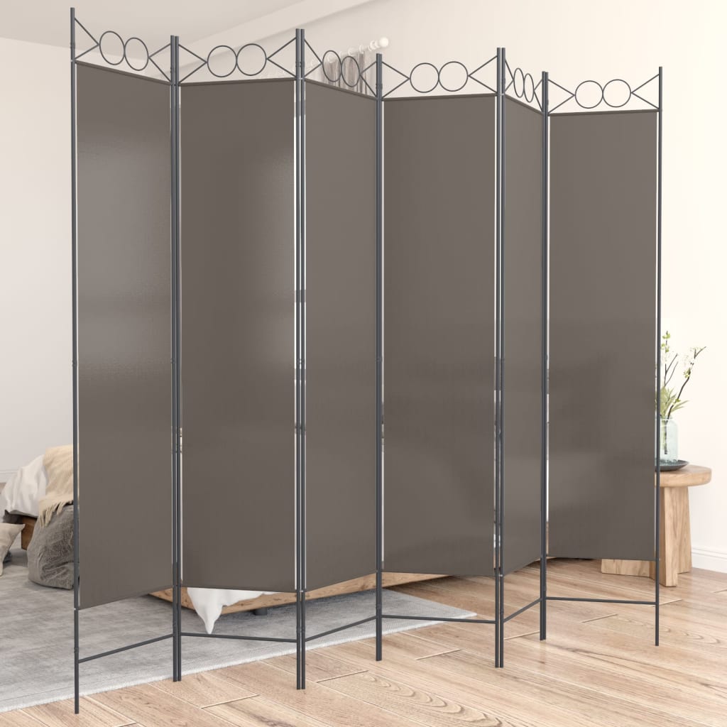Romdeler med 6 paneler antrasitt 240x220 cm stoff vidaXL