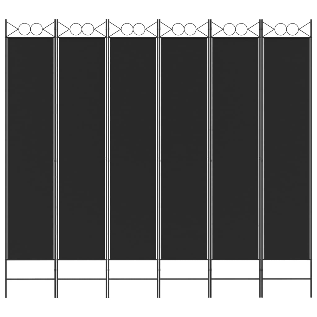 Romdeler 6 paneler svart 240x220 cm stoff vidaXL