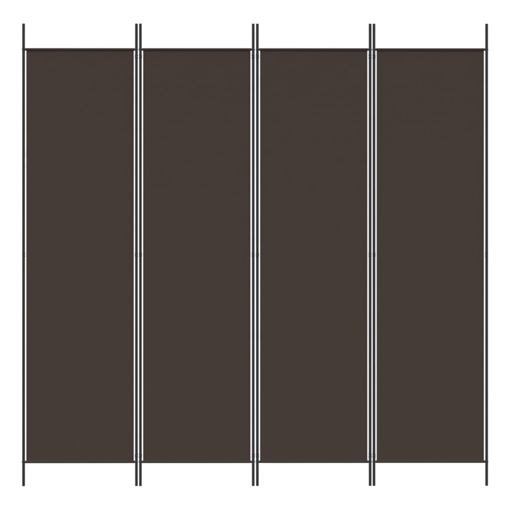 Romdeler med 4 paneler brun 200x200 cm stoff