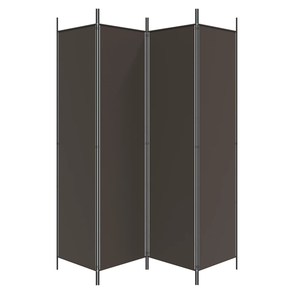 Romdeler med 4 paneler brun 200x200 cm stoff