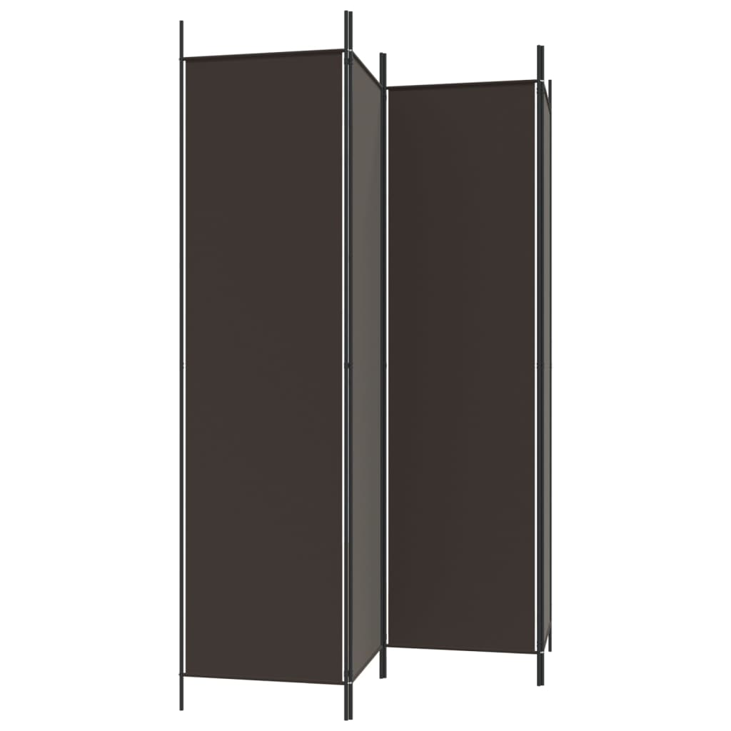 Romdeler med 4 paneler brun 200x200 cm stoff
