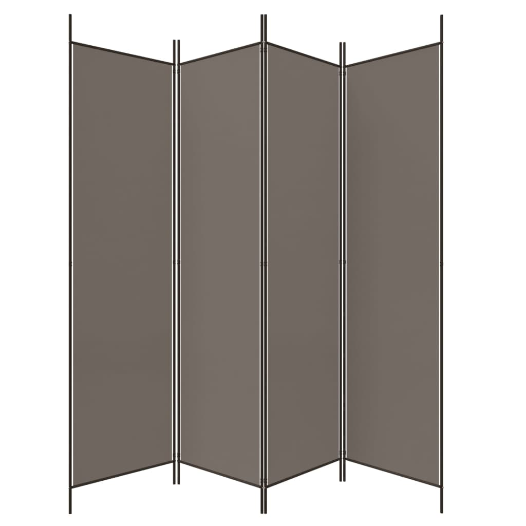 Romdeler 4 paneler antrasitt 200x200 cm stoff