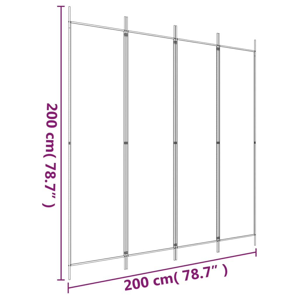 Romdeler 4 paneler antrasitt 200x200 cm stoff