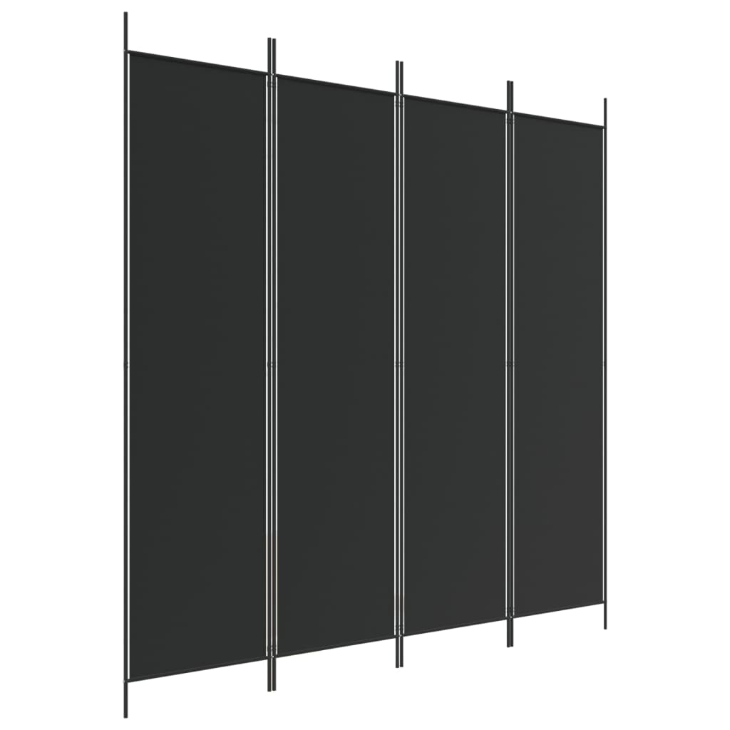 Romdeler 4 paneler svart 200x200 cm stoff