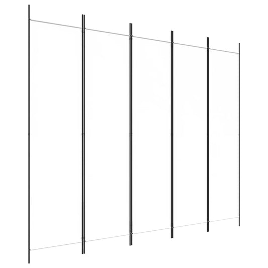 Romdeler med 5 paneler hvit 250x200 cm stoff