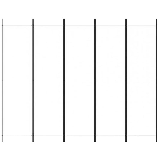 Romdeler med 5 paneler hvit 250x200 cm stoff
