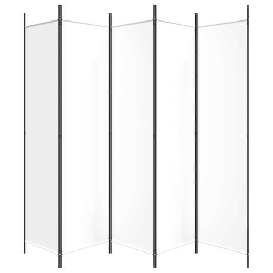 Romdeler med 5 paneler hvit 250x200 cm stoff