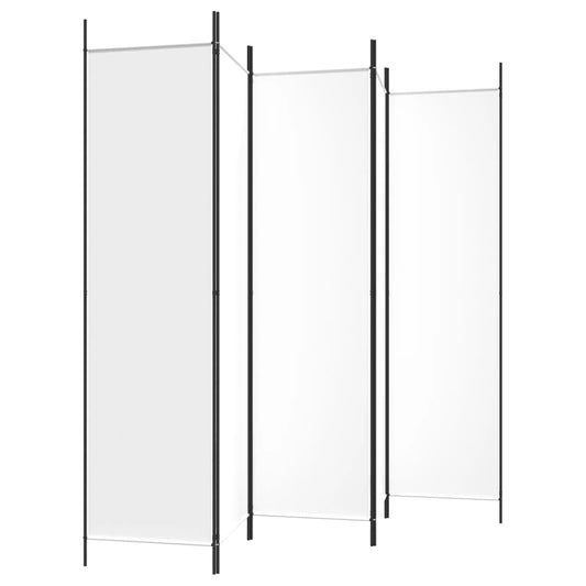 Romdeler med 5 paneler hvit 250x200 cm stoff