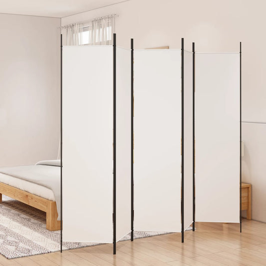 Romdeler med 5 paneler hvit 250x200 cm stoff