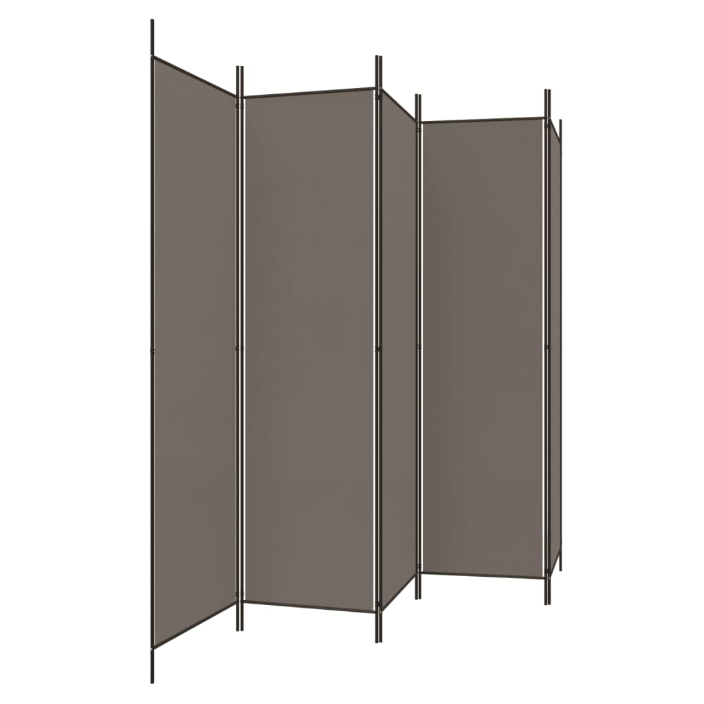 Romdeler med 5 paneler antrasitt 250x200 cm stoff